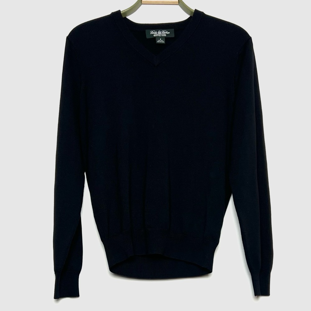 Brooks Brothers Country Club Sweater V Neck Black Pullover Size Small